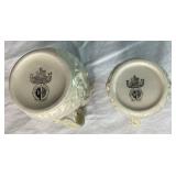 Antique Belleek Black Mark Irish Porcelain Bacchus Pitchers, Aberdeen Pitcher and Flower Basket