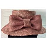 Two Vintage Women's Hats - Black Wool USA and Betmar New York Pink Straw