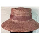 Two Vintage Women's Hats - Black Wool USA and Betmar New York Pink Straw