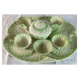 Green Neptune Belleek Porcelain Cabaret Tea Set 3rd Mark Black