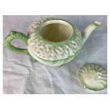 Green Neptune Belleek Porcelain Cabaret Tea Set 3rd Mark Black