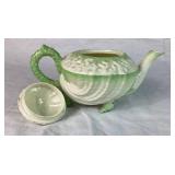 Green Neptune Belleek Porcelain Cabaret Tea Set 3rd Mark Black