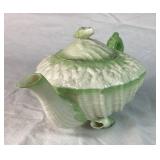 Green Neptune Belleek Porcelain Cabaret Tea Set 3rd Mark Black