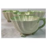 Green Neptune Belleek Porcelain Cabaret Tea Set 3rd Mark Black