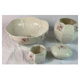 Vintage Belleek Country Trellis Pink Lily Collection - Blue 8th Mark and Black 10th Mark