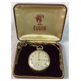 Vintage Elgin 546 Open Face Pocket Watch with 15 Jewel Movement in Original Box 10Kt Gold Filled Case