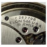 Vintage Elgin 546 Open Face Pocket Watch with 15 Jewel Movement in Original Box 10Kt Gold Filled Case