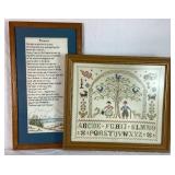 Vintage Alphabet and 'Footprints' Poem Cross Stitch Artwork
