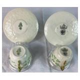 Collection of Belleek Shamrock Teacups & Saucers - Various Years & Marks