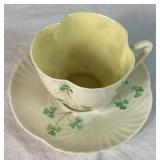 Collection of Belleek Shamrock Teacups & Saucers - Various Years & Marks