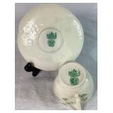 Collection of Belleek Shamrock Teacups & Saucers - Various Years & Marks