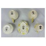 Black Mark Belleek Ribbon & Bow Open Sugar Dish, Limpet Creamers, Ivy Yellow Mini Pitcher and Scalloped Seashell Bowl
