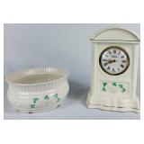 Belleek Glenveigh Mantel Clock 7th Mark and Belleek Nadine Fruit Bowl Black Millennium 2000