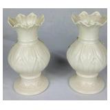 Vintage Irish Belleek Porcelain Bundle of Pink Candy Tray and Vases