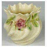 Vintage Irish Belleek Porcelain Bundle of Pink Candy Tray and Vases