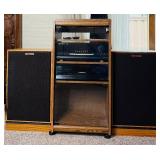 Remote Control Harman/Kardon Receiver Stereo System with  Klipsch Speakers, Onkyo 6 Disc CD Player and Stereo Cabinet