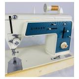 Vintage Singer Touch & Sew Special Zig-Zag Model 638, Singer Accessories Box plus Round Wood Barrel 3 Leg Vintage Sewing Box