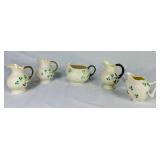 Vintage Belleek Porcelain Creamer Assortment - 5 Pieces - Black and Green Marks