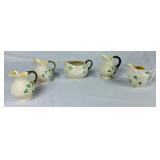 Vintage Belleek Porcelain Creamer Assortment - 5 Pieces - Black and Green Marks
