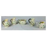 Vintage Belleek Porcelain Creamer Assortment - 5 Pieces - Black and Green Marks