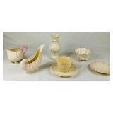 Belleek Irish Porcelain Pink Shell Neptune and Pink Lotus Collection
