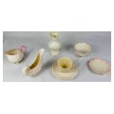 Belleek Irish Porcelain Pink Shell Neptune and Pink Lotus Collection