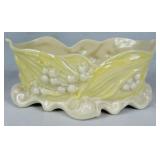 Belleek Bundle of Yellow Luster & Cream Lily of the Valley Plateau Bowl 5.5' W , 7' Grapevine Vase, Ivy & Berries Yellow Luster Pitcher 6' H and 4' Boat of Waves Salt Boat