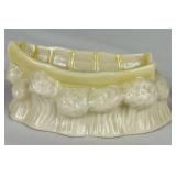 Belleek Bundle of Yellow Luster & Cream Lily of the Valley Plateau Bowl 5.5' W , 7' Grapevine Vase, Ivy & Berries Yellow Luster Pitcher 6' H and 4' Boat of Waves Salt Boat