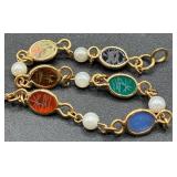 Henry Gorman Mid-Century Scarab Circle Brooch 1/20 12KT Gold Filled and Vintage Winard 12KT Gold Filled Scarab Bracelet