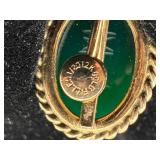 Vintage Majestime Eqyptian Scarabs Watch and Vintage Green Scarab Oval Gold Filled Twist On Earrings