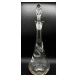 Vintage Etched Crystal Decanter and Set of 4 Flute Glasses