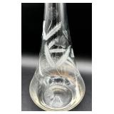 Vintage Etched Crystal Decanter and Set of 4 Flute Glasses