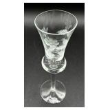 Vintage Etched Crystal Decanter and Set of 4 Flute Glasses