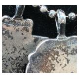 Turquoise &  Sterling Silver Clip On Earrings and Sterling Necklace with Charms