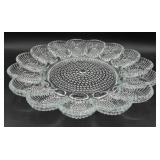 Hobnail Glass Deviled Egg Platter and 5 Vintage Vases