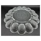 Hobnail Glass Deviled Egg Platter and 5 Vintage Vases