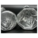 Hobnail Glass Deviled Egg Platter and 5 Vintage Vases