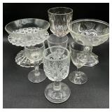 7 Piece Uranium and High Content Manganese Goblets plus Compotes Collection