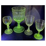 7 Piece Uranium and High Content Manganese Goblets plus Compotes Collection