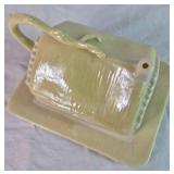 Vintage Belleek Porcelain Irish Cottage Butter/Cheese Dish, Lustre Flower Head 5' Dish & 6' Heart Shaped Leaf Dish