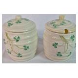 Belleek Irish Porcelain Shamrock Basketweave and Barrel Bundle