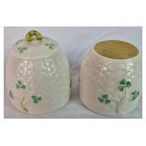 Belleek Irish Porcelain Shamrock Basketweave and Barrel Bundle