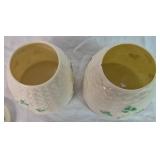 Belleek Irish Porcelain Shamrock Basketweave and Barrel Bundle