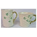 Belleek Irish Porcelain Shamrock Basketweave and Barrel Bundle