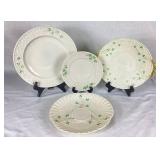 Belleek Classic Shamrock Basketweave  Bread & Butter Plate, 7' Side Plate, 10' Dinner Plate, 9' Harp Shamrock Serving Plate