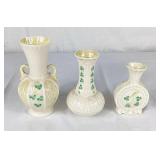 Collection of Belleek Shamrock Vases - 6 Pieces