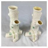 Collection of Belleek Shamrock Vases - 6 Pieces