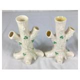Collection of Belleek Shamrock Vases - 6 Pieces