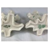 Collection of Belleek Shamrock Vases - 6 Pieces