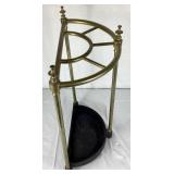 Vintage Demi-Line Cast Iron and Brass Umbrella Stand